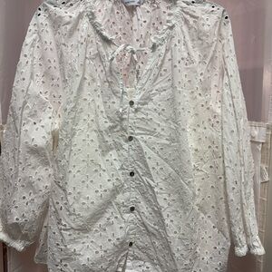 Women’s White Eyelet Shirt